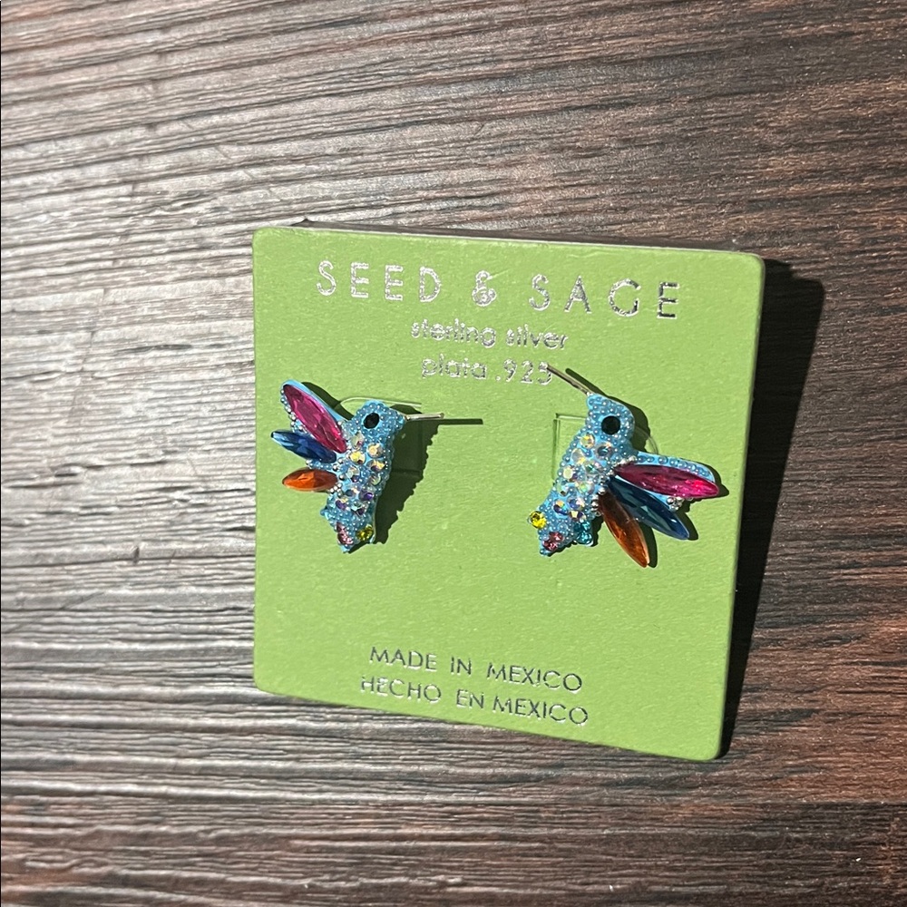 Seed & Sage Sterling Silver .925 Hummingbird Earrings